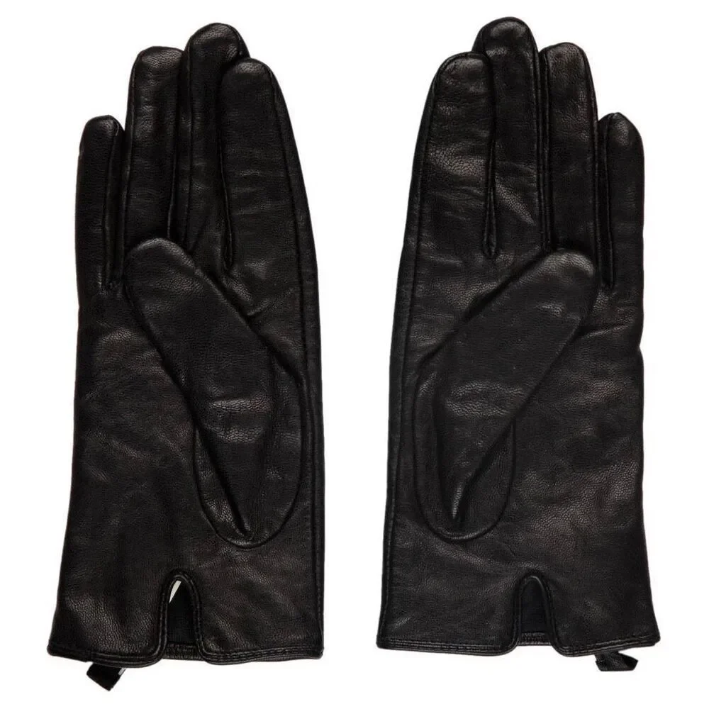 Carolina Amato Goatskin Leather Driving Gloves – Black, Women’s Medium, Italian
